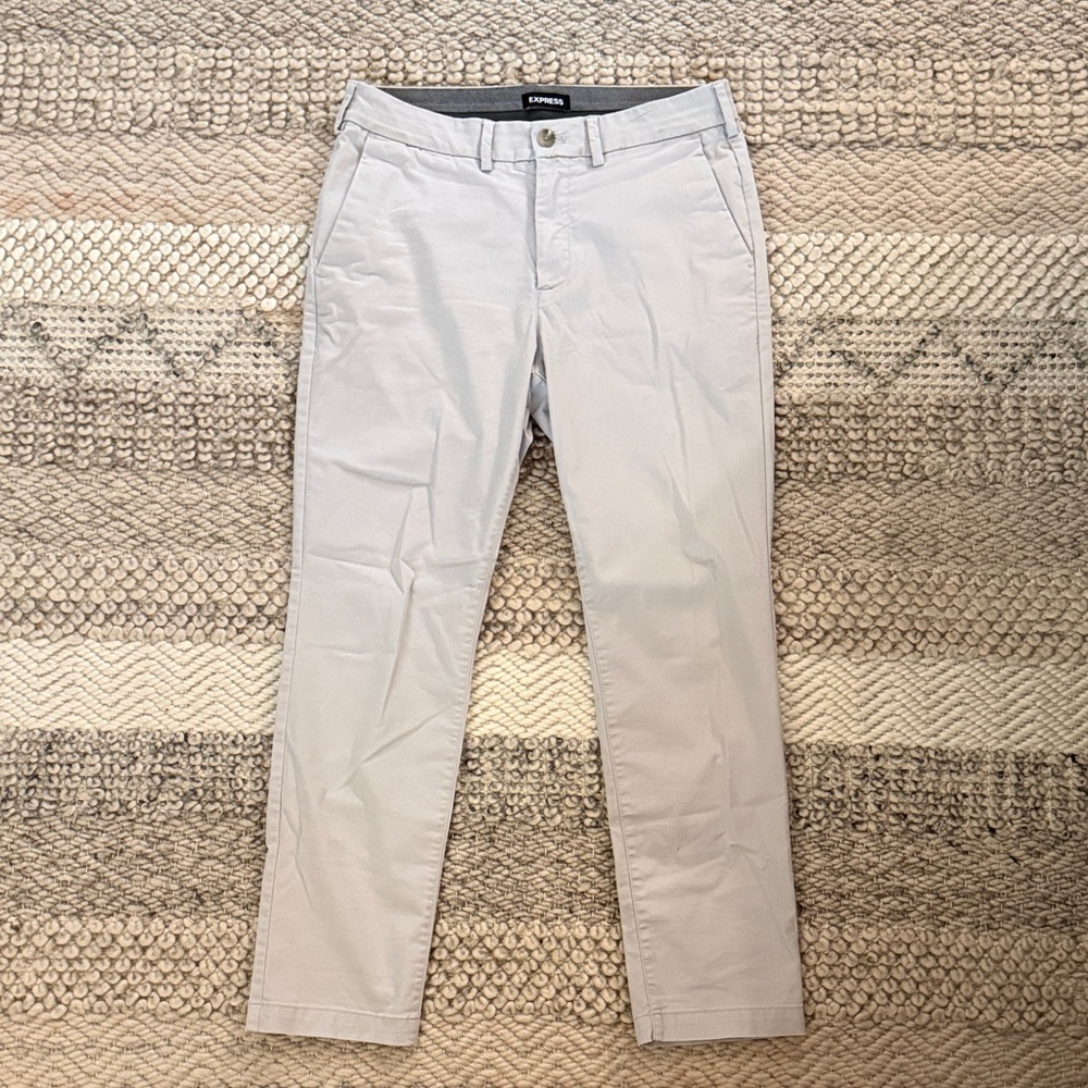 Express Men's Light Gray Stretch Chino Pants Trousers Size 30 x 30